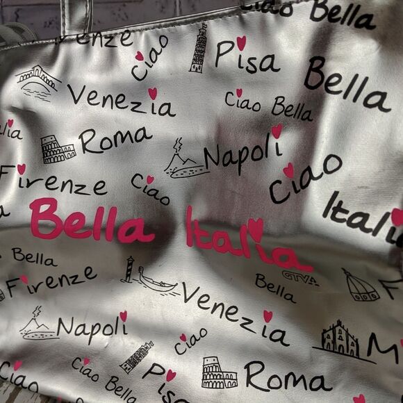 Bella Italia tote purse summer carry beach silver - Picture 2 of 6
